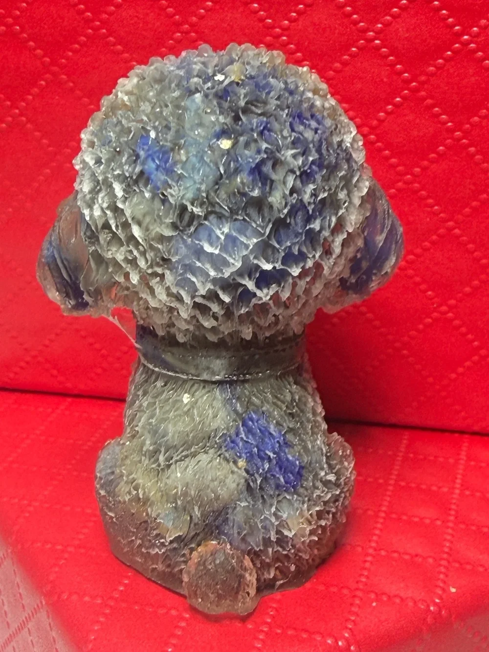 Crystal Chip Poodle Blue and Gray Resin Figurine 1.5 inches